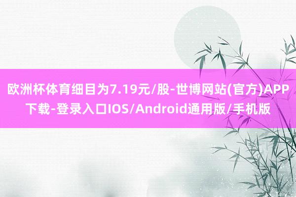 欧洲杯体育细目为7.19元/股-世博网站(官方)APP下载-登录入口IOS/Android通用版/手机版