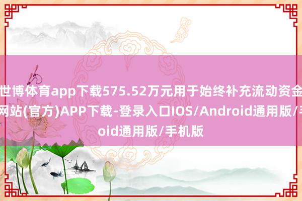 世博体育app下载575.52万元用于始终补充流动资金-世博网站(官方)APP下载-登录入口IOS/Android通用版/手机版